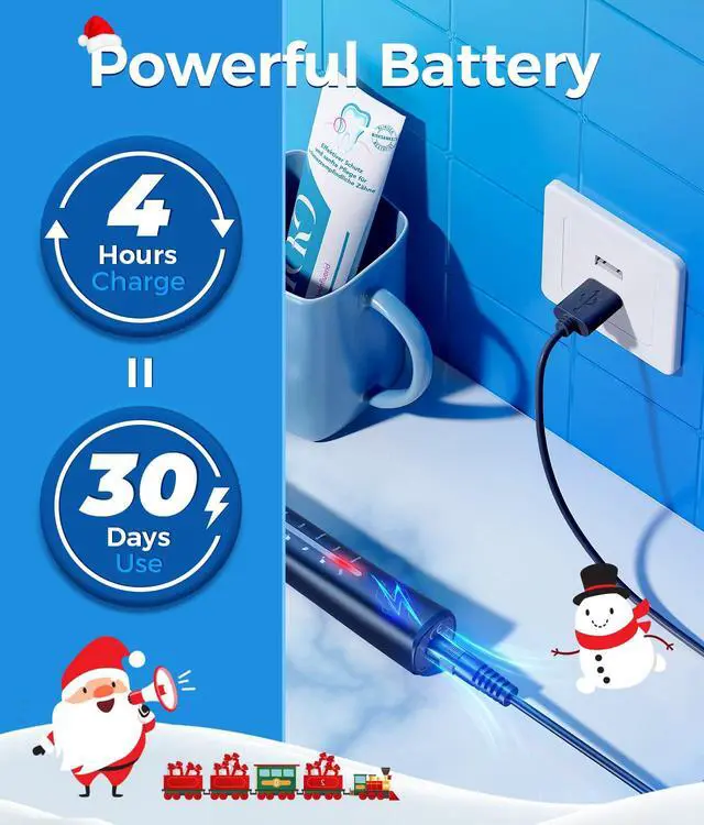 Alt view image 5 of 7 - Electric Toothbrush with Travel Case, Sonic Toothbrush for Adults with 8 Brush Heads for 2-Year Use, 40000 VPM Deep Clean Rechargeable Toothbrushes Last 30 Days with 5 Modes