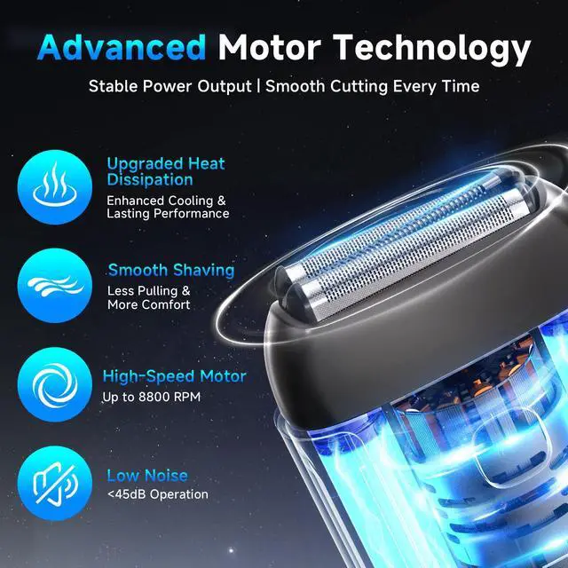 Alt view image 3 of 6 - Electric Foil Shavers for Men: Mini Electric Razor with 3 Floating Blades, IPX7 Waterproof Foil Shaver, USB-C Rechargeable Shavers for Men with Travel Lock, Compact Grooming Gift for Home & Travel