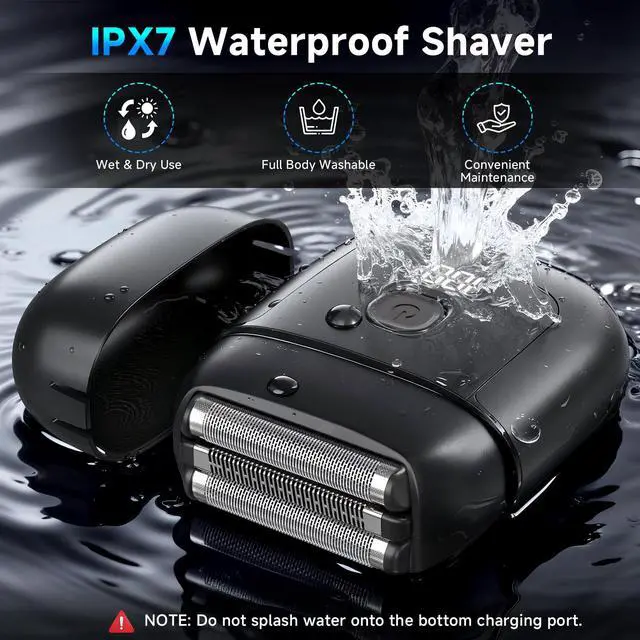 Alt view image 4 of 6 - Electric Foil Shavers for Men: Mini Electric Razor with 3 Floating Blades, IPX7 Waterproof Foil Shaver, USB-C Rechargeable Shavers for Men with Travel Lock, Compact Grooming Gift for Home & Travel