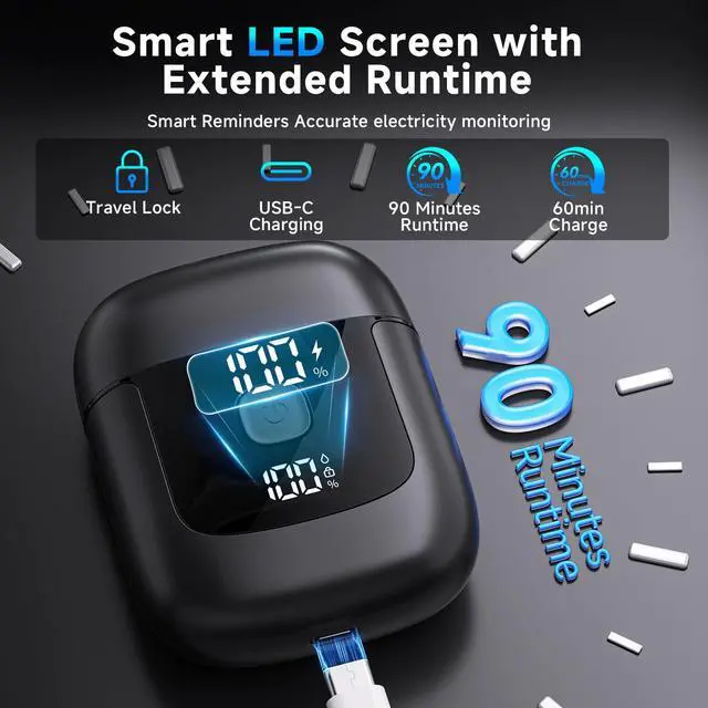 Alt view image 5 of 6 - Electric Foil Shavers for Men: Mini Electric Razor with 3 Floating Blades, IPX7 Waterproof Foil Shaver, USB-C Rechargeable Shavers for Men with Travel Lock, Compact Grooming Gift for Home & Travel