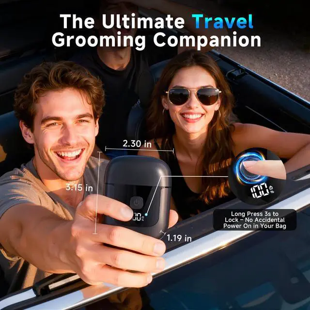 Alt view image 6 of 6 - Electric Foil Shavers for Men: Mini Electric Razor with 3 Floating Blades, IPX7 Waterproof Foil Shaver, USB-C Rechargeable Shavers for Men with Travel Lock, Compact Grooming Gift for Home & Travel