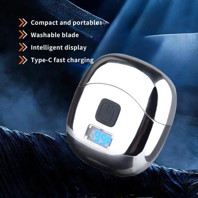 Alt view image 2 of 5 - Gifts for Men Mini Shaver, Portable Electric Razor for Travel, Double Track Foil Blade, Type-C Quick Charge, LED Power Display, Washable Cutter Head