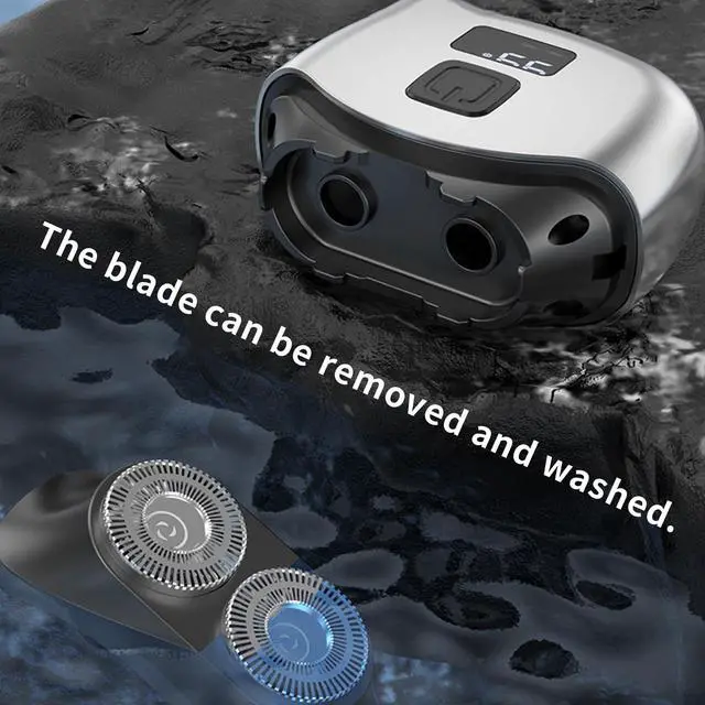 Alt view image 5 of 5 - Gifts for Men Mini Shaver, Portable Electric Razor for Travel, Double Track Foil Blade, Type-C Quick Charge, LED Power Display, Washable Cutter Head