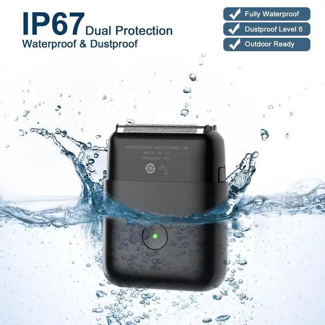 Alt view image 3 of 7 - Electric Shavers for Men, Mini Travel Electric Razor, Foil Shaver for Men, Fast Rechargeable Dual Floating Blades IPX7 Waterproof Wet Dry Face Razor-Light Black