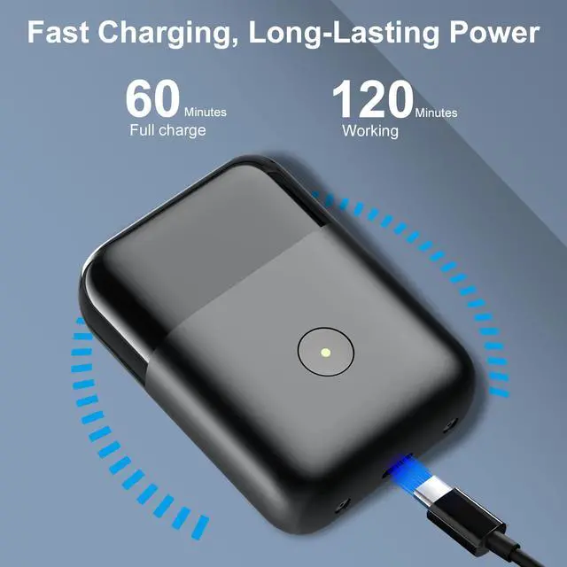 Alt view image 5 of 7 - Electric Shavers for Men, Mini Travel Electric Razor, Foil Shaver for Men, Fast Rechargeable Dual Floating Blades IPX7 Waterproof Wet Dry Face Razor-Light Black