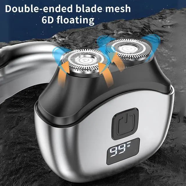 Alt view image 3 of 5 - Men's Dual-Head Shaver, 2026 Upgrade Mini Electric Razor, Portable, Waterproof with Fast Charge & LED Display (White)