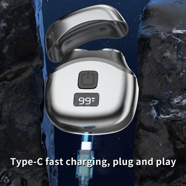 Alt view image 4 of 5 - Men's Dual-Head Shaver, 2026 Upgrade Mini Electric Razor, Portable, Waterproof with Fast Charge & LED Display (White)