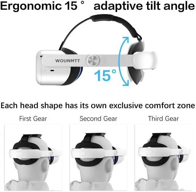 Alt view image 3 of 7 - Head Strap for Oculus Meta Quest 2, Elite Adjustable Replacement Strap for Meta Quest Headset, with One-Click Fit, PU Cushion for Enhanced Comfort & Support, Quest 2 Accessories (no Battery)