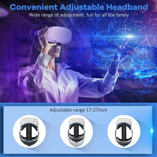 Alt view image 7 of 7 - Head Strap with Battery for Oculus Quest 2, 10000mAh Fast Charging Battery Pack Extend 8H Playtime, Adjustable Elite Strap Replacement with RGB Light Enhanced Comfort Support & Balance in VR