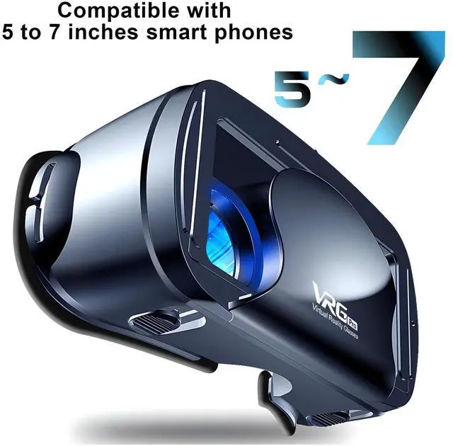 Alt view image 2 of 7 - 3D VR Headset, Virtual Reality Glasses Headset Helmets, Compatible with 5.0-7.0 inch with Controller, for Mobile Games & Movies(Black)