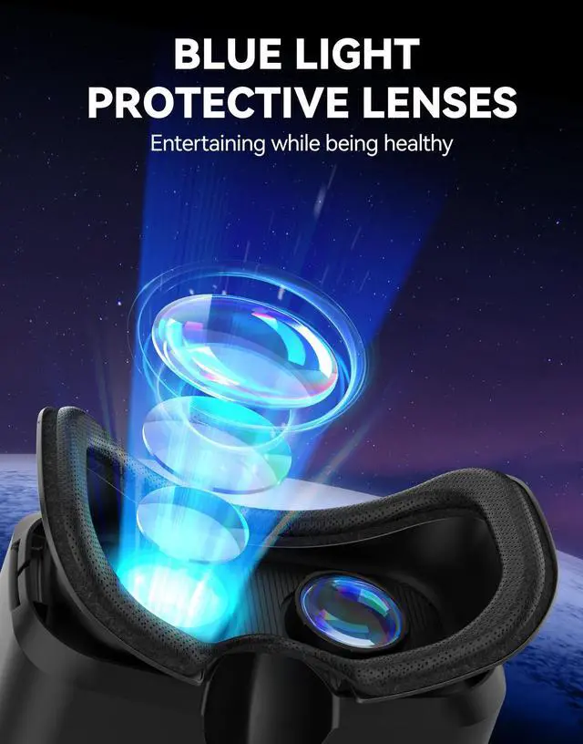 Alt view image 5 of 7 - VR Headset for Phone with Bluetooth Controller, 4.7-7.2" VR Headsets with HD 110°FOV Anti-Blue Light Lenses & Adjustable Gears, 3D VR Headset for Kids Compatible iPhone Samsung Android