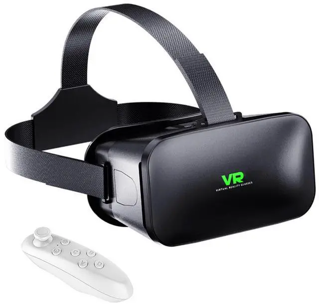 Main image of 3D VR Headset, Virtual Reality 3D VR Glasses, Anti-Blue Light Adjustable 3D Headset Helmets for iPhone or Android Compatible with 4.5 to 6.7 inch with Controller(Black)