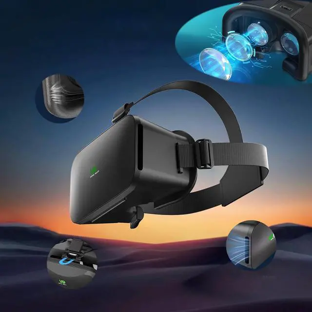 Alt view image 2 of 7 - 3D VR Headset, Virtual Reality 3D VR Glasses, Anti-Blue Light Adjustable 3D Headset Helmets for iPhone or Android Compatible with 4.5 to 6.7 inch with Controller(Black)