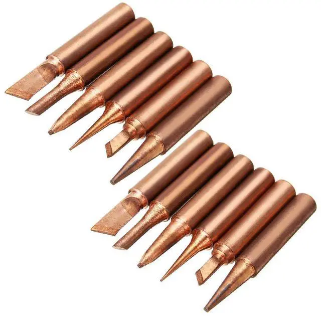 Main image of 12Pcs Soldering Tips Kit 900M Lead-Free Copper Solder Iron Tip Welding Tool Replacement Accessories for Hakko, Radio Shack, TENMA, ATTEN, Quick, Aoyue, Yihua Solder Station (6 Different Shape)