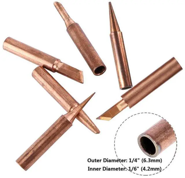 Alt view image 4 of 7 - 12Pcs Soldering Tips Kit 900M Lead-Free Copper Solder Iron Tip Welding Tool Replacement Accessories for Hakko, Radio Shack, TENMA, ATTEN, Quick, Aoyue, Yihua Solder Station (6 Different Shape)