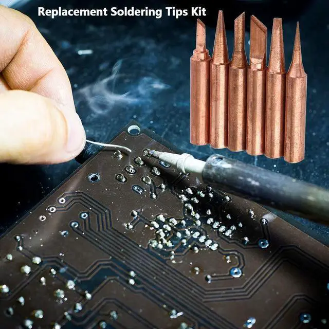 Alt view image 7 of 7 - 12Pcs Soldering Tips Kit 900M Lead-Free Copper Solder Iron Tip Welding Tool Replacement Accessories for Hakko, Radio Shack, TENMA, ATTEN, Quick, Aoyue, Yihua Solder Station (6 Different Shape)