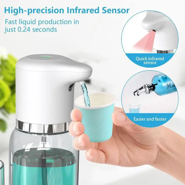 Alt view image 3 of 7 - Automatic Mouthwash Dispenser for Bathroom, 25oz(750ml) Smart Mouthwash Dispenser with Cup Holder, Infrared Sensor and 2 Dispensing Levels, Rechargable Mouth Pumb Dispenser for All Age Groups