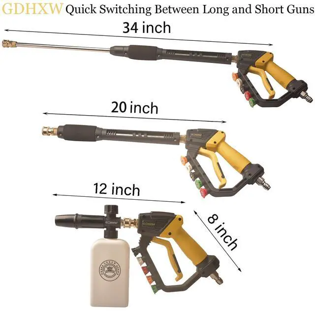 Alt view image 2 of 7 - Adjustable Length High Power Washer Gun 5000PSI,with Foam Cannon and Pressure Washer Gun Accessories