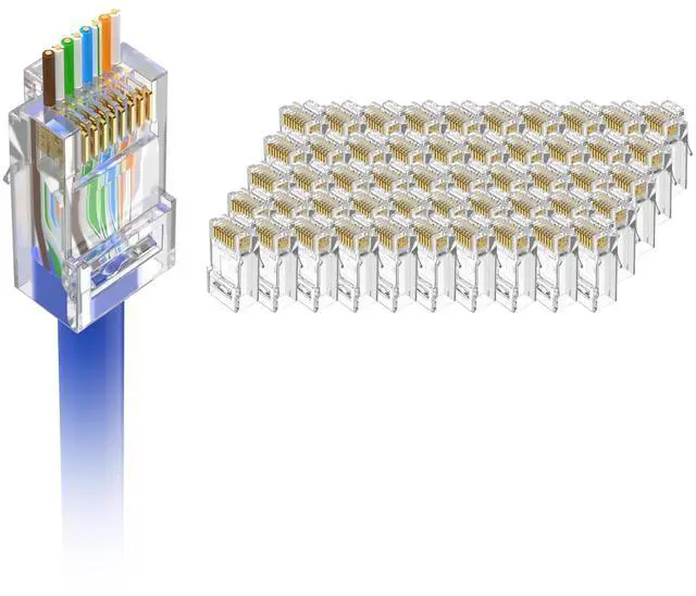Main image of Cat6 RJ45 Pass Through Connectors, Gold Plated 8P8C, 10 Gbps, 50-Pack