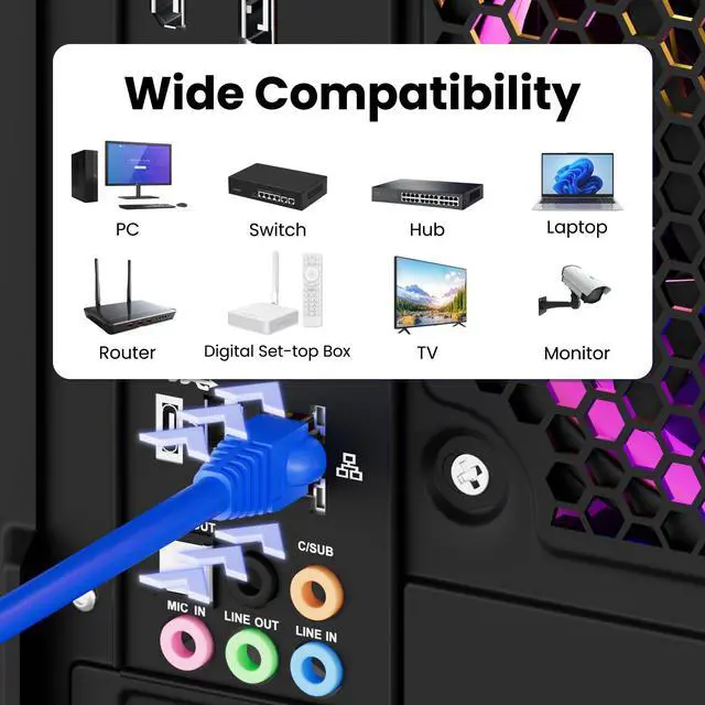 Alt view image 6 of 7 - 100-Pack Pass-Through RJ45 Connector with Blue Strain Relief Boots, Gold Plated Cat6 RJ45 Connectors Cat 6 Ends Compatible with Cat5/Cat5e, Network Modular Plug for UTP Ethernet Cable