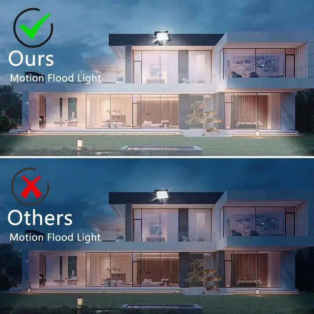 Alt view image 4 of 7 - 100W LED Outdoor Flood Light 2-Pack IP66 Waterproof Security Light with Plug Super Bright 6000K Daylight White Flood Lights Outdoor Linght for Arage, Yard, Garden, Stadium, Playground, Aren