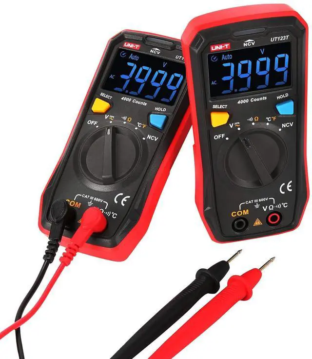 Alt view image 6 of 7 - Residential Multimeter Kit UT123T Digital Voltmeter Ohm Meter 4000 Counts Auto Ranging NCV with Test Leads Thermocouple