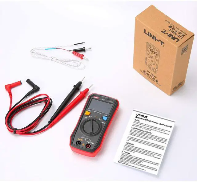 Alt view image 7 of 7 - Residential Multimeter Kit UT123T Digital Voltmeter Ohm Meter 4000 Counts Auto Ranging NCV with Test Leads Thermocouple