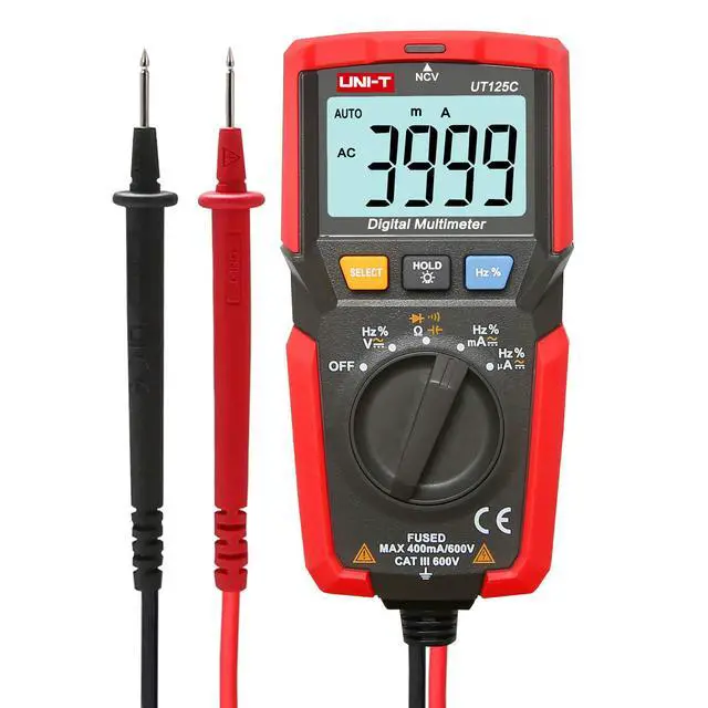 Alt view image 2 of 7 - UT125C Digital Multimeter Pocket Multi Tester, 4000 Counts AC DC Voltage AC DC Current Resistance Capacitance Frequency Duty Cycle NCV Diode Test Continuity Test Data Hold Auto Power Off