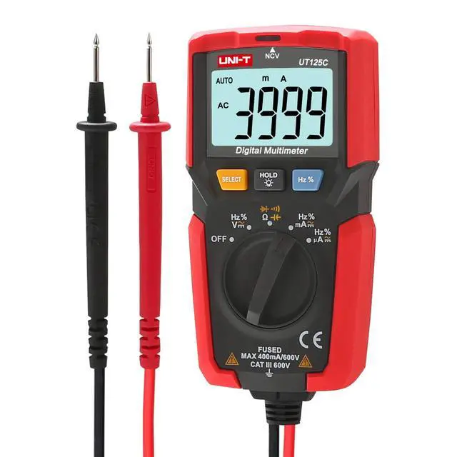 Alt view image 7 of 7 - UT125C Digital Multimeter Pocket Multi Tester, 4000 Counts AC DC Voltage AC DC Current Resistance Capacitance Frequency Duty Cycle NCV Diode Test Continuity Test Data Hold Auto Power Off