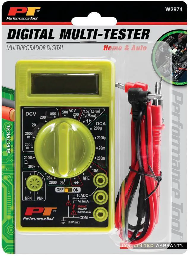 Alt view image 5 of 5 - W2974 Digital Multimeter Tester 2000 Counts with AC DC Voltmeter and Ohm Volt Amp Meter, Measures Voltage, DC Current Measurement, Automatic Zero Adjust, 9V Battery Included