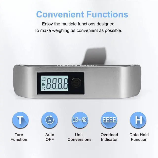 Alt view image 2 of 7 - Luggage Scale, Digital Luggage Scales, Baggage Scale with Backlit LCD Display,110LB / 50KG, Battery Included(Silver)