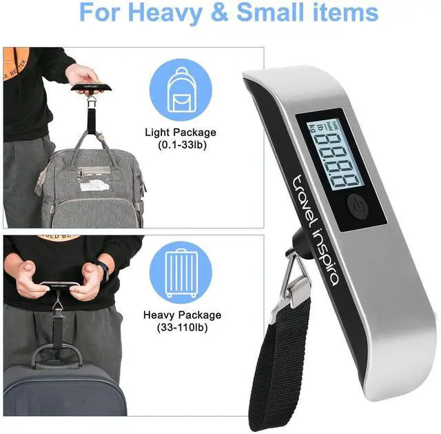 Alt view image 4 of 7 - Luggage Scale, Digital Luggage Scales, Baggage Scale with Backlit LCD Display,110LB / 50KG, Battery Included(Silver)