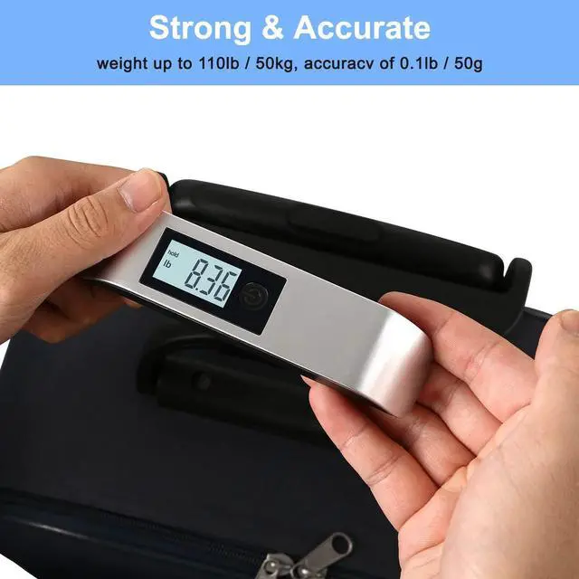 Alt view image 3 of 7 - Luggage Scale, Digital Luggage Scales, Baggage Scale with Backlit LCD Display,110LB / 50KG, Battery Included(Silver)