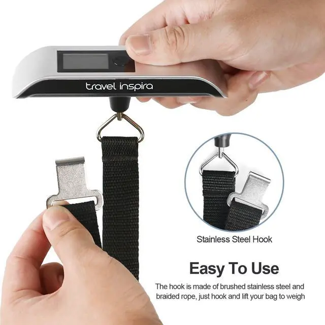 Alt view image 6 of 7 - Luggage Scale, Digital Luggage Scales, Baggage Scale with Backlit LCD Display,110LB / 50KG, Battery Included(Silver)