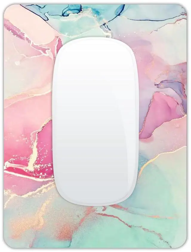 Main image of Small Mouse Pad, Mini Mouse Pad 6 X 8 Inch with Non-Slip Rubber Base for Keyboard Tray Laptops Wireless Mouse Home Office Travel, Washable & Portable (Pink Green Marble)