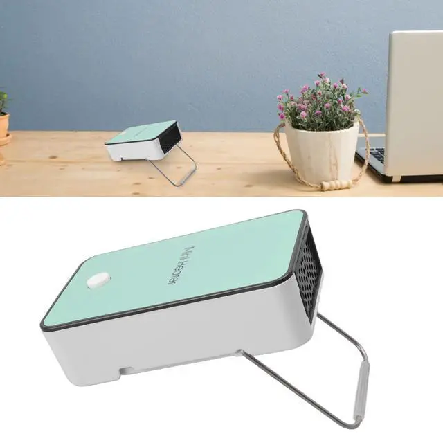 Alt view image 4 of 7 - Mini Electric Heater with Adjustable Tilt Bracket, 3S Fast Heating for Bedroom Office Desk, Quiet 40dB Operation, Overheat Protection, Cyan, 110V US Plug