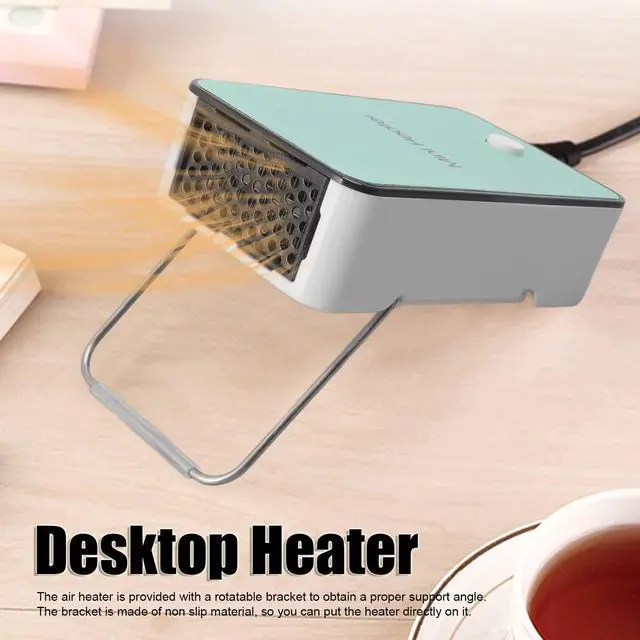 Alt view image 5 of 7 - Mini Electric Heater with Adjustable Tilt Bracket, 3S Fast Heating for Bedroom Office Desk, Quiet 40dB Operation, Overheat Protection, Cyan, 110V US Plug