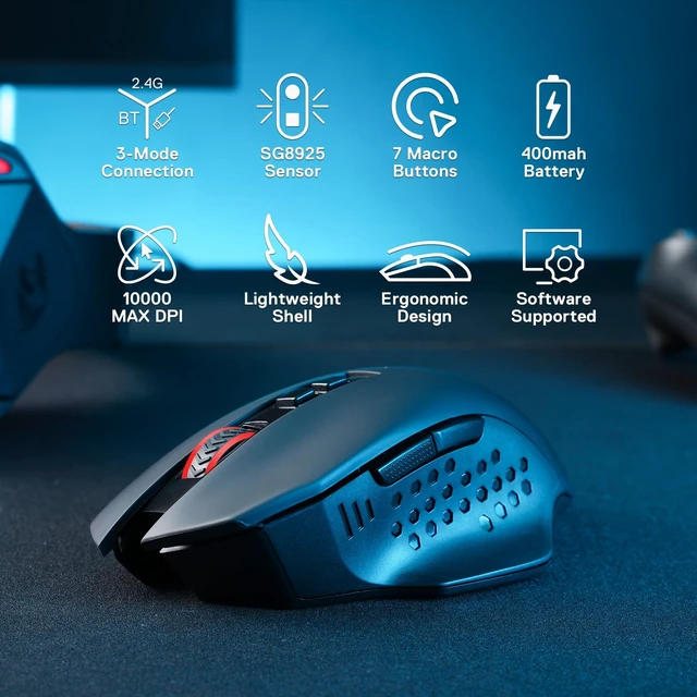 Alt view image 2 of 7 - M656 MAX 3-Mode Wireless RGB Gaming Mouse 10000 DPI Remapping Keys | 0 Delay Cable-Free Dedicated for FPS Gamer, Redefine Keybinding Macro, Hyping Silky Backlight, Ergonomic Body for Any Grip