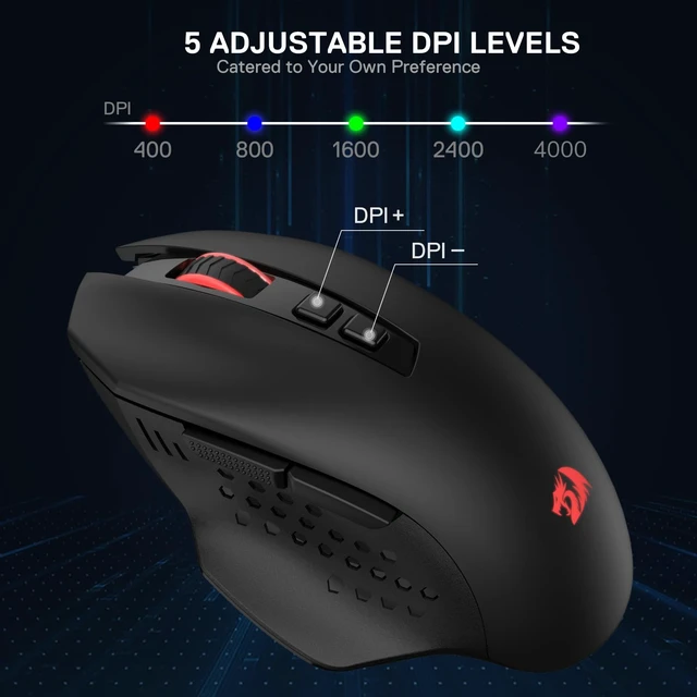Alt view image 4 of 7 - M656 MAX 3-Mode Wireless RGB Gaming Mouse 10000 DPI Remapping Keys | 0 Delay Cable-Free Dedicated for FPS Gamer, Redefine Keybinding Macro, Hyping Silky Backlight, Ergonomic Body for Any Grip