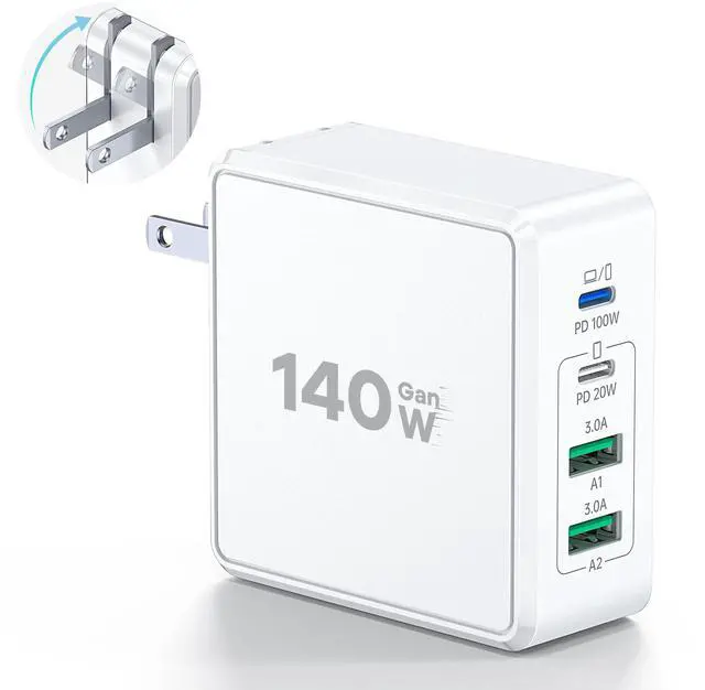 Main image of 140W USB C Mac Book Pro Charger, 4-Port Type C 20W Fast Charger Block for USB C Port MacBook Pro & MacBook Air, ipad Pro,Wall Charging Block Cube for iPhone 17/16/15/14/13 Pro Max, iPad,Samsung Galaxy