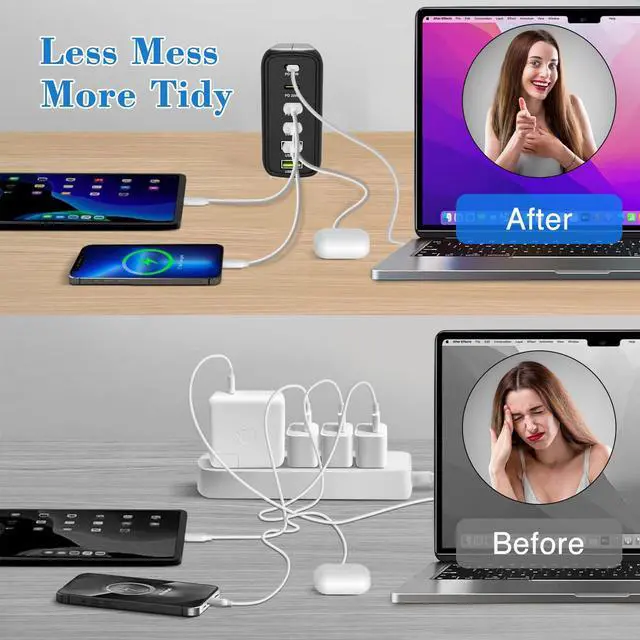 Alt view image 6 of 7 - 140W USB C Multiport Charger with PPS PD65W Dual PD20W, Fast 6 Port USB Charging Station, USB C Laptop Charger for MacBook iPhone Galaxy iPad Tablets