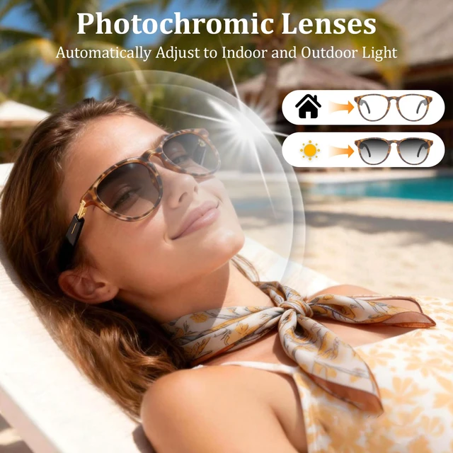 Alt view image 3 of 5 - Smart Translation Glasses for Men and Women with 164 Languages Real-Time Translation & Voice Assistant AI smart glasses featuring Noise-Hands Free Calls, Music, Touch Control, Photochromic Lenses