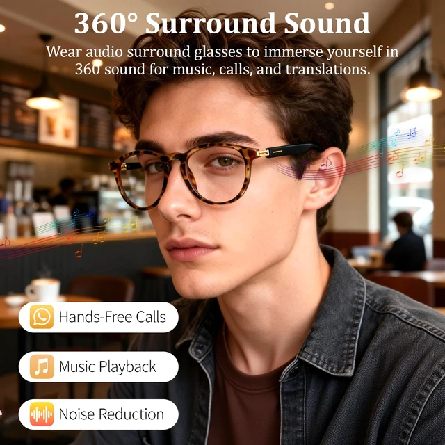 Alt view image 4 of 5 - Smart Translation Glasses for Men and Women with 164 Languages Real-Time Translation & Voice Assistant AI smart glasses featuring Noise-Hands Free Calls, Music, Touch Control, Photochromic Lenses