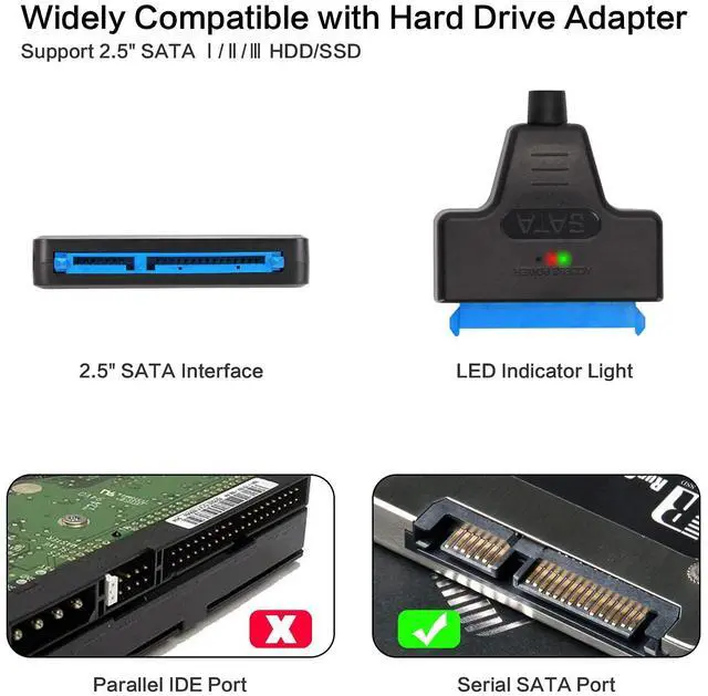 Alt view image 3 of 6 - SATA to USB Adapter Cable for 2.5 inch SSD and HDD, USB 3.0 to SATA III Hard Driver,Support HDD to SSD Cable