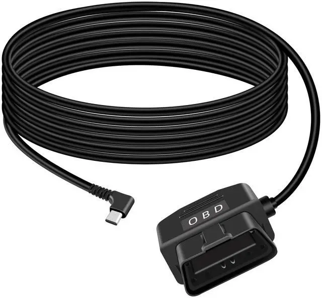Main image of OBD Power Cable for Dash Camera, Right Angle USB C OBD2 Dash Cam Power Cable with Switch Button 24 Hours Surveillance/Acc Mode 12-24V to 5V 23A, for Dashcam, GPS or Radar-3.5M/11.5Ft