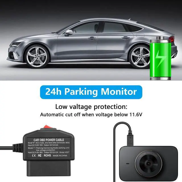 Alt view image 4 of 7 - OBD Power Cable for Dash Camera OBD2 to Type C Adapter Hardwire Charger Cable 24 Hours Surveillance/Acc Mode with Low Voltage Protection 13-40V to 5V 3A (11.5FT/3.5M) (Straight USB C)