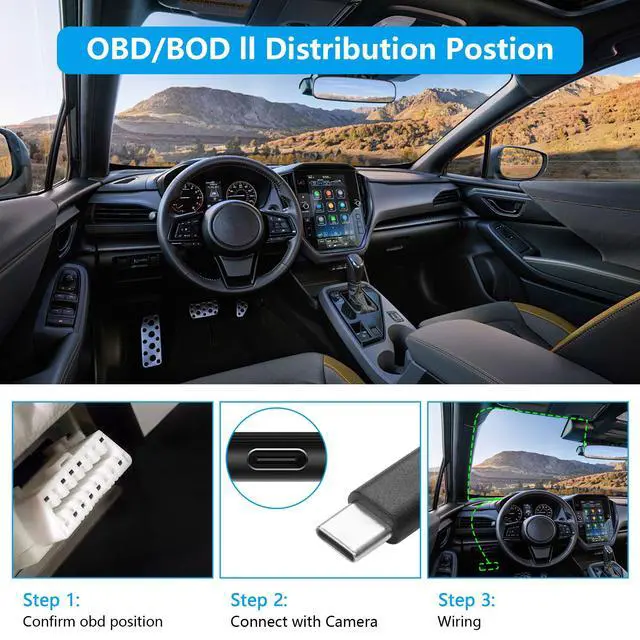 Alt view image 3 of 7 - OBD Power Cable for Dash Camera OBD2 to Type C Adapter Hardwire Charger Cable 24 Hours Surveillance/Acc Mode with Low Voltage Protection 13-40V to 5V 3A (11.5FT/3.5M) (Straight USB C)