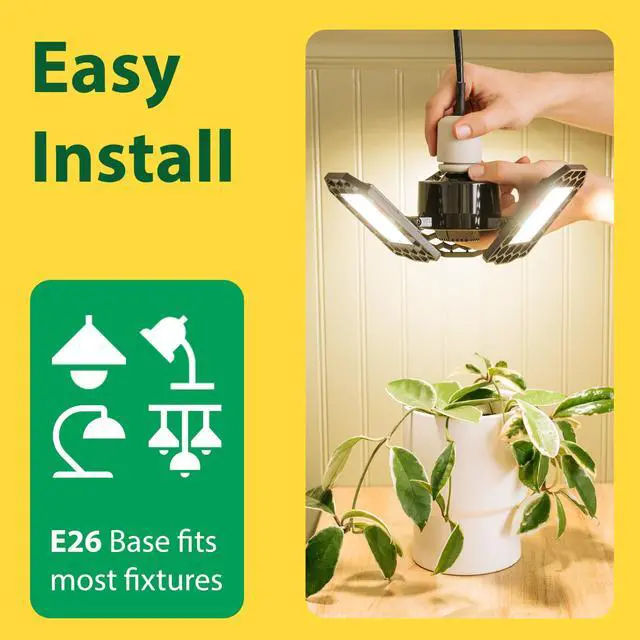 Alt view image 7 of 7 - LED Wing Full Spectrum Grow Light for Indoor Plants, 80 W (800W Equivalent, Plant Lights for Indoor Greenhouse and Garage, E26 Base