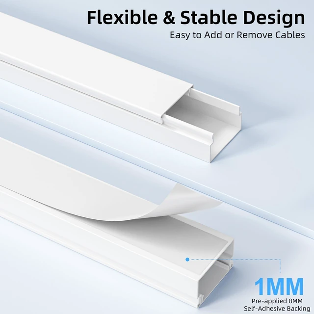 Alt view image 4 of 7 - 113.6in Cord Hider, Paintable Cord Covers for Wires on Wall White Self-adhesive Wire Hider for Wall Mounted TV, Cable Management Raceway Kit Hides 2-3 Wires, Easy Installation, 0.59"x0.40"
