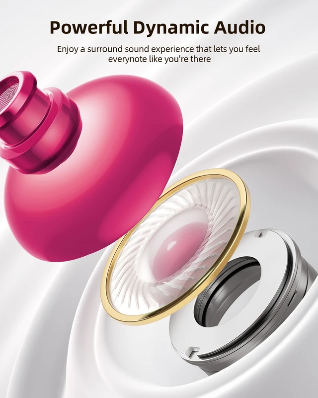Alt view image 5 of 6 - Bluetooth Headphones Wireless Earbuds 80hrs Playtime Wireless Charging Case Digital Display Sports Ear buds with Earhook Deep Bass IPX7 Waterproof Over-Ear Earphones for TV Phone Laptop Purple